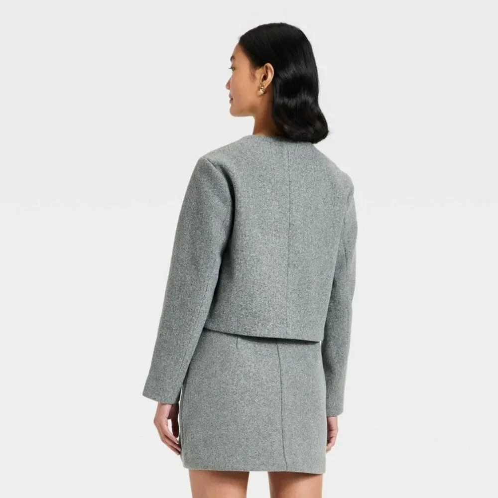 Women's Brushed Boucle Lady Jacket - A New Day Gray XS - Picture 2 of 3